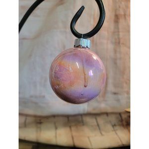 Holographic pink glass ball ornament Xmas decor